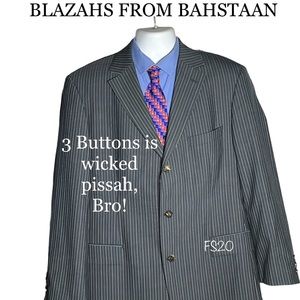 Hugo Boss Blazer w Light Blue & White Pinstripes Canvas Stitching 2 Vented